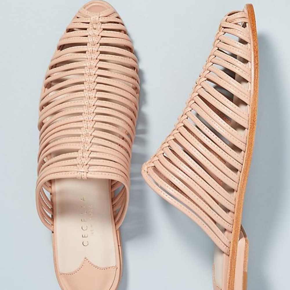Cecelia New York Gloria Slide Sandals Peony Nude Closed Toe Caged Flat Mule